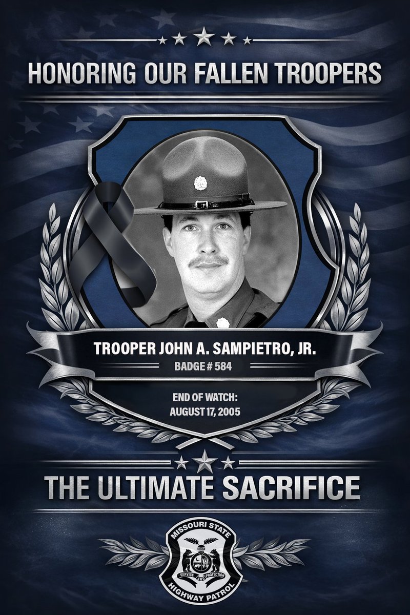 MSHPTrooperGHQ's tweet photo. #UltimateSacrifice
Today We Remember: Corporal John A. "Jay" Sampietro Jr.
Corporal Sampietro's story: https://t.co/xhkSSgZjGc https://t.co/9u75OxhaEJ