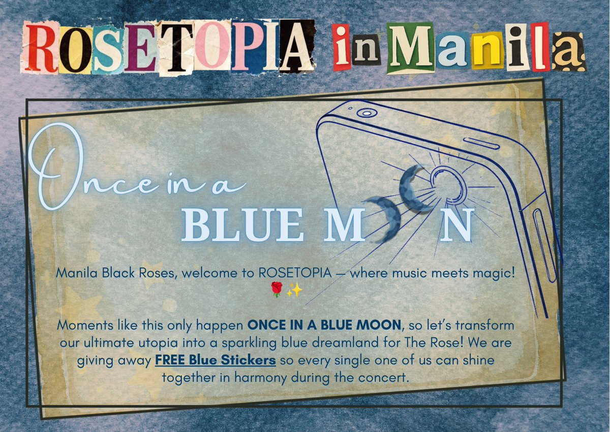 faerynanaa's tweet photo. in line with my freebies you will also get free blue stickers for blue moon ocean fan project!!

✨FREEBIE DROP: ONCE IN A BLUE MOON✨

Manila Black Roses, welcome to ROSETOPIA — where music meets magic!🌹✨

#TheRose #THEROSEInManila 
#더로즈 #ROSETOPIA 
#ROSETOPIAInManila 
#ONCEINABLUEMOON

Let us make memories to keep💫
Let us paint MOA Arena BLUE on August 15, 2026!

SEE YOUU!!