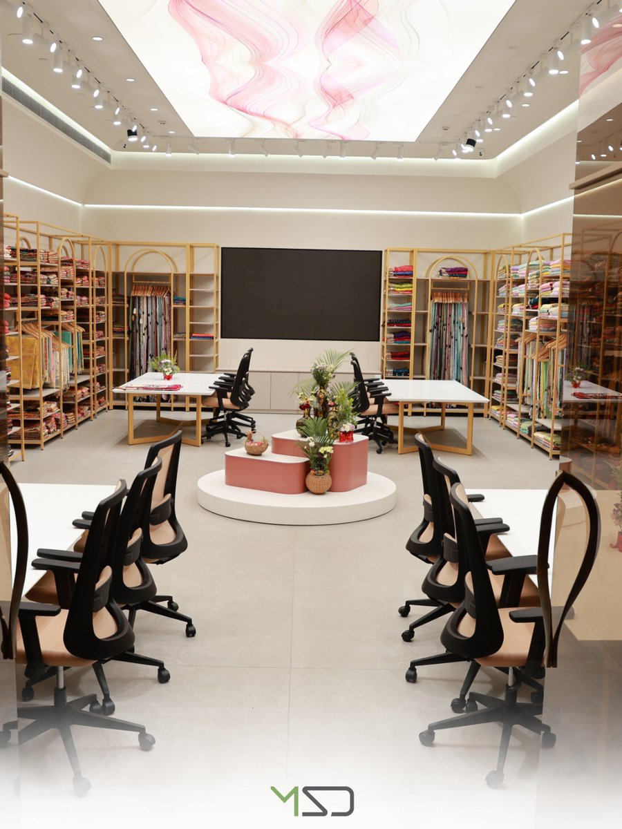 DesignMindscape's tweet photo. A textile workspace where elegant displays, soft lighting and organised layouts make selection and collaboration effortless. Planning a smarter workspace? Let’s create it together.

#MindscapeDesign #WorkspaceDesign #OfficeDesign #TextileDesign #InteriorDesign #SuratDesigner https://t.co/iKpZhViAvg
