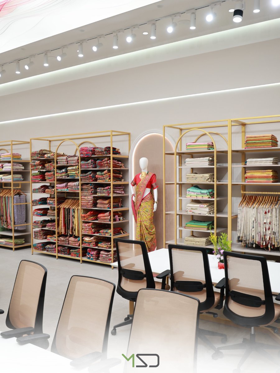 DesignMindscape's tweet photo. A textile workspace where elegant displays, soft lighting and organised layouts make selection and collaboration effortless. Planning a smarter workspace? Let’s create it together.

#MindscapeDesign #WorkspaceDesign #OfficeDesign #TextileDesign #InteriorDesign #SuratDesigner https://t.co/iKpZhViAvg