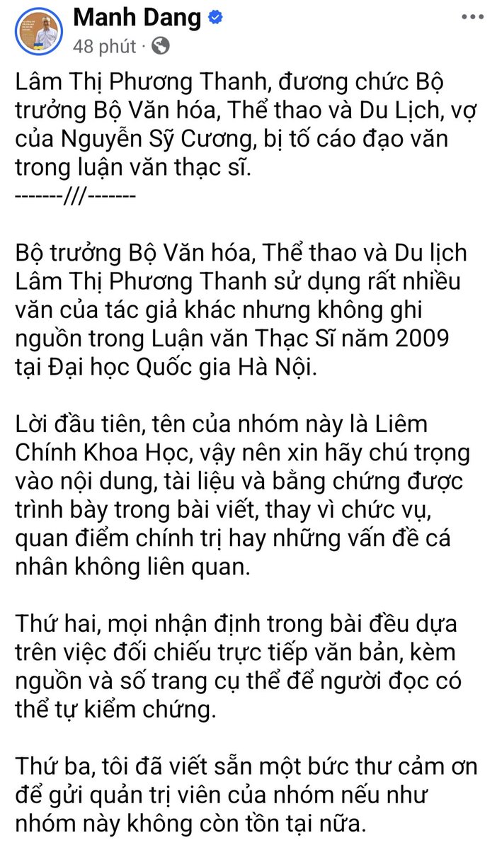 DuyBnh864012's tweet photo. Vợ Nguyễn Sỹ Cương, bà Thanh Bộ Trưởng Bộ Văn Thể Du bị luật sư Manh Dang vạch mặt là kẻ đạo văn trong luận văn thạc sĩ. Thôi xong, thời tới đỡ không nổi luôn, kiểu này con cái chắc hết dám ra đường luôn quá. 

https://t.co/ALRS6E04sH https://t.co/Oh4j4pqPJF