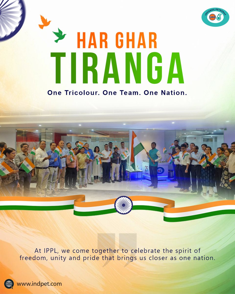 I_IPPL's tweet photo. Har Ghar Tiranga, One Spirit of India. Celebrating unity, pride and a stronger India. Happy Independence Day! 

#HarGharTiranga #IPPL https://t.co/ExJs7AFBSq