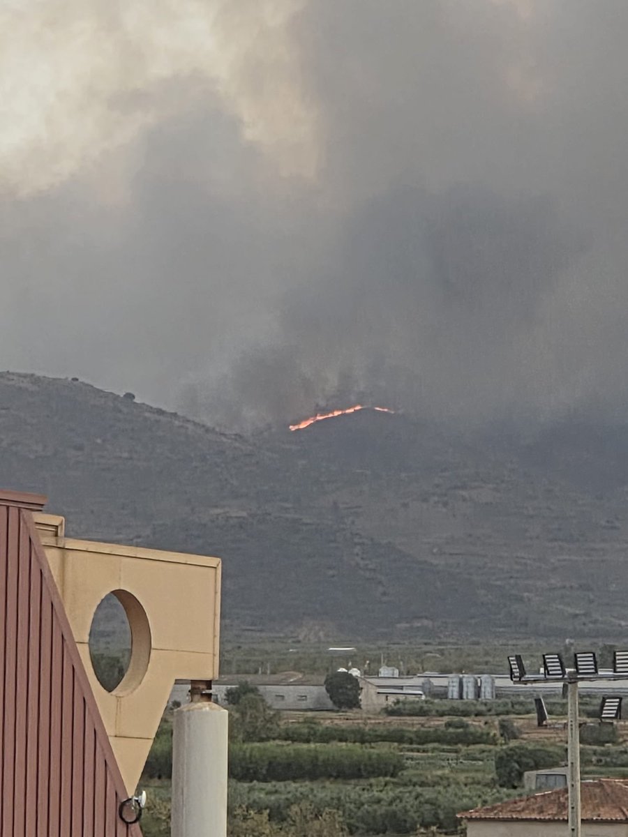 sevegodina's tweet photo. Muy preocupado por el incendio de Almonacid de la Sierra, desde mi casa se ve el humo; he subido a Alpartir desde donde se ve la columna de humo. Ojalá caiga una tronada buena y ayude a la rápida extinción. Ya truena. @CHAlugarsZGZ @atellogimeno @laura_ezquerra @DPZaragoza https://t.co/i3gMA0iiKC