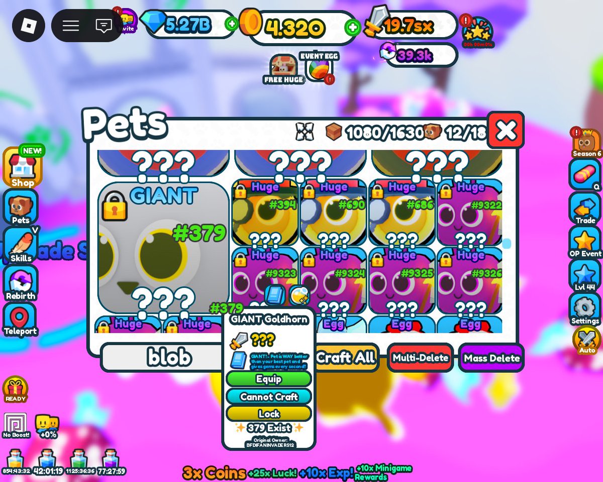 RJsWorld3's tweet photo. WELL, THIS IS JUST GOT INSANE!
GIANT BEFORE HUGE FAIRIES!! #LuckyBlockLegends
I'm completely done with Ancient Egg getting 2 Huge Midas Touch Ancient dogs, so now onto getting the huge variant from the Fairy Egg!
PS: Giant Goathorn was my first ever HATCHED giant it's been YEARS! https://t.co/aYF1A82Vna