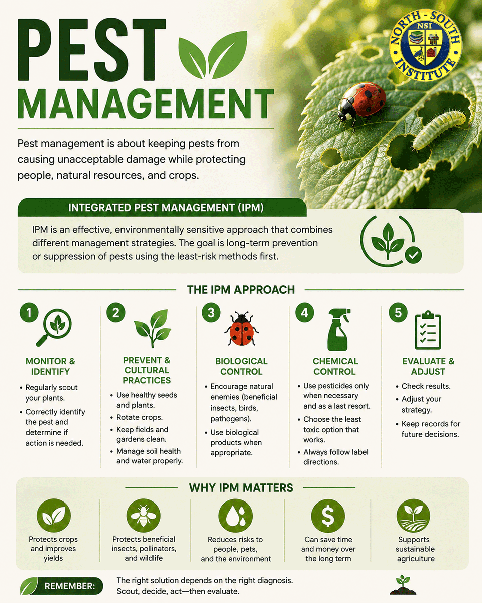 nsiceed's tweet photo. Pests can quickly threaten a healthy crop. 🌱🐛

Learn how smart pest management practices can help protect crops, reduce damage, and support a healthier growing season.

#Agriculture #PestManagement #Farming #NSI https://t.co/TP7dMqngvL