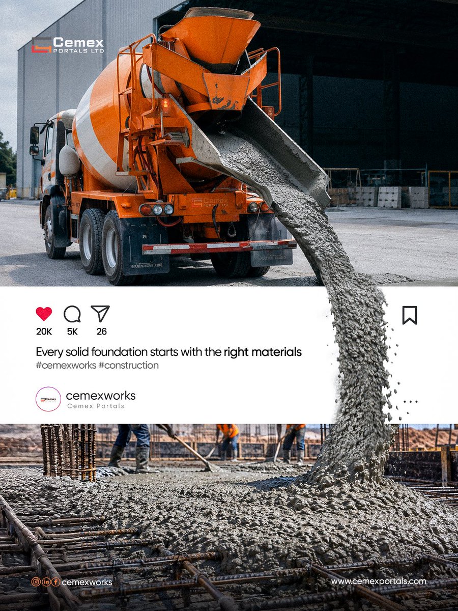 CemexPortals's tweet photo. Strong projects start with strong foundations. 
At Cemex Portals, we build with purpose and longevity—from the first pour to the final build.
Ready to bring your project to life? Let’s talk. 
#CemexPortals #Construction #CivilEngineering #AfricanBuilders https://t.co/hK9EvkpDv9