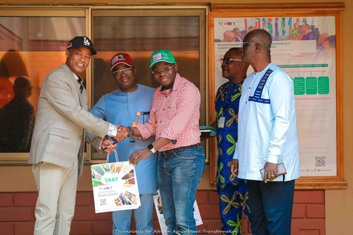 Taat_Africa's tweet photo. #TAATClearinghouse at @benin_iita Office was honored to host Nourou SOULEMANE YOROU, DG of the Benin Agency for Research and Innovation (#ABRI), at our Cotonou offices. This high-level introductory meeting provided an excellent opportunity to align #ABRI’s national research missions with #TAAT’s work in scaling agricultural technologies. Together, we explored strategic avenues for partnership to accelerate technology adoption, boost productivity, and drive sustainable agricultural transformation in Benin and beyond.
✨We look forward to a fruitful collaboration!
#TAATinBenin #AgriculturalInnovation #BeninAgric #Partnership #ResearchForDevelopment #EngageTAAT #Scale4Impact #FeedAfrica
@AfDB_Group
@Groupe_AfDB @gatesfoundation @GatesAfrica
@CGIAR @CGIARScaling @IITA_CGIAR @WorldBank
@WFP @ADB_HQ @isdb_group @FAO @IFAD
@mfregene77 @InnocentMus @EnockChikava
@CGIAR_EMD @simeonehui @TJKrupnik
@BVanlauwe @NamukoloC @sagizaw_TAAT
@RachelMulangala