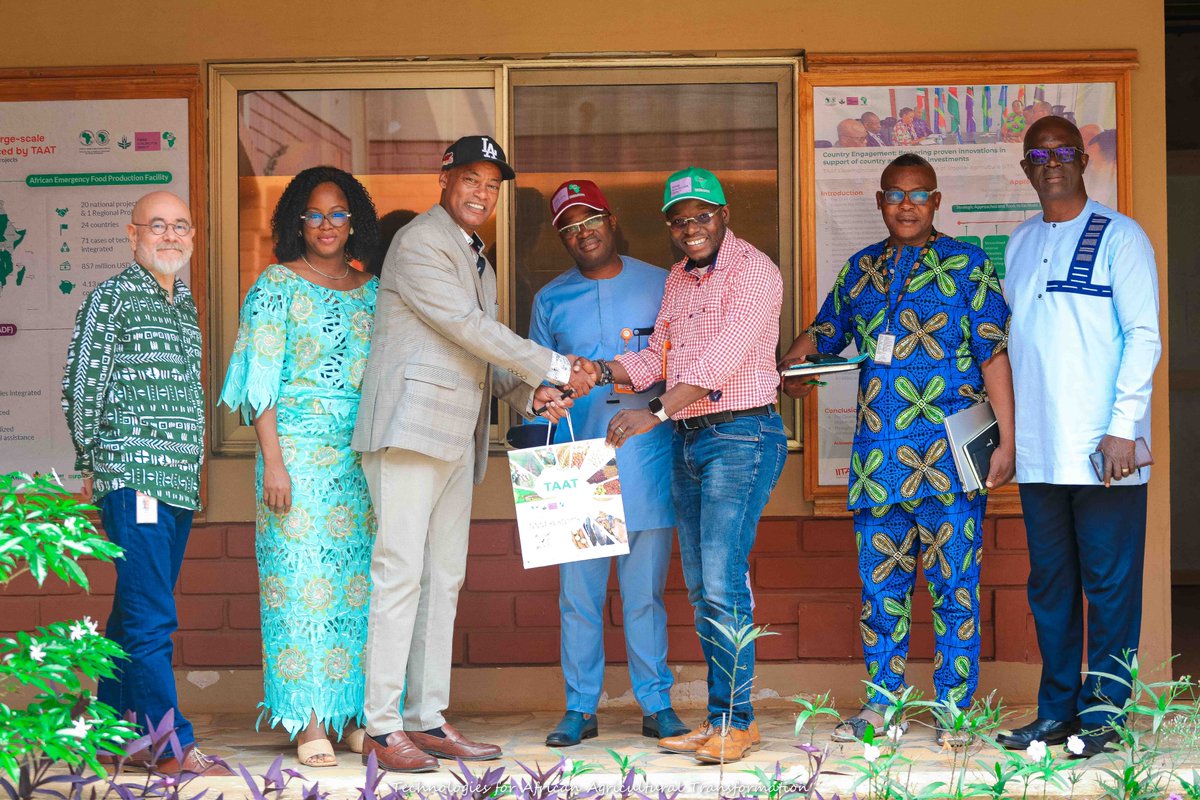 Taat_Africa's tweet photo. #TAATClearinghouse at @benin_iita Office was honored to host Nourou SOULEMANE YOROU, DG of the Benin Agency for Research and Innovation (#ABRI), at our Cotonou offices. This high-level introductory meeting provided an excellent opportunity to align #ABRI’s national research missions with #TAAT’s work in scaling agricultural technologies. Together, we explored strategic avenues for partnership to accelerate technology adoption, boost productivity, and drive sustainable agricultural transformation in Benin and beyond.
✨We look forward to a fruitful collaboration!
#TAATinBenin #AgriculturalInnovation #BeninAgric #Partnership #ResearchForDevelopment #EngageTAAT #Scale4Impact #FeedAfrica
@AfDB_Group
@Groupe_AfDB @gatesfoundation @GatesAfrica
@CGIAR @CGIARScaling @IITA_CGIAR @WorldBank
@WFP @ADB_HQ @isdb_group @FAO @IFAD
@mfregene77 @InnocentMus @EnockChikava
@CGIAR_EMD @simeonehui @TJKrupnik
@BVanlauwe @NamukoloC @sagizaw_TAAT
@RachelMulangala