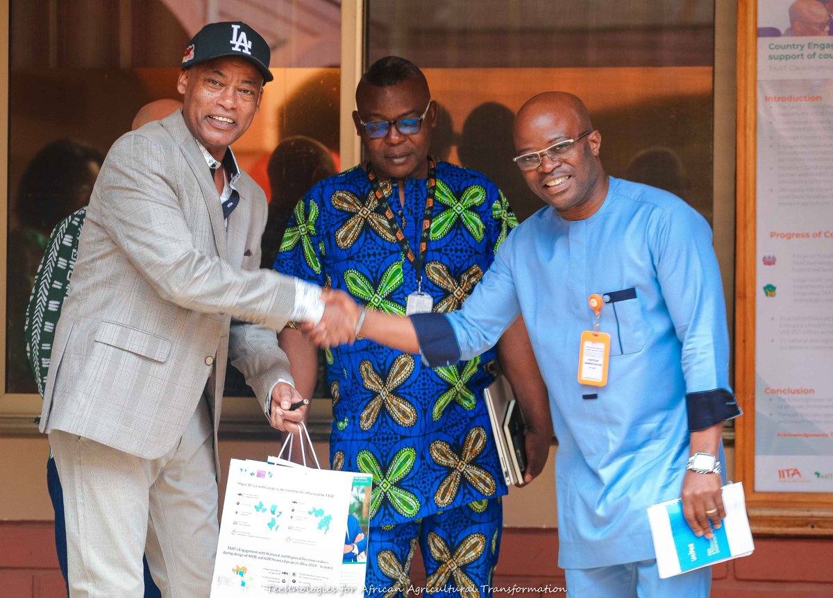 Taat_Africa's tweet photo. #TAATClearinghouse at @benin_iita Office was honored to host Nourou SOULEMANE YOROU, DG of the Benin Agency for Research and Innovation (#ABRI), at our Cotonou offices. This high-level introductory meeting provided an excellent opportunity to align #ABRI’s national research missions with #TAAT’s work in scaling agricultural technologies. Together, we explored strategic avenues for partnership to accelerate technology adoption, boost productivity, and drive sustainable agricultural transformation in Benin and beyond.
✨We look forward to a fruitful collaboration!
#TAATinBenin #AgriculturalInnovation #BeninAgric #Partnership #ResearchForDevelopment #EngageTAAT #Scale4Impact #FeedAfrica
@AfDB_Group
@Groupe_AfDB @gatesfoundation @GatesAfrica
@CGIAR @CGIARScaling @IITA_CGIAR @WorldBank
@WFP @ADB_HQ @isdb_group @FAO @IFAD
@mfregene77 @InnocentMus @EnockChikava
@CGIAR_EMD @simeonehui @TJKrupnik
@BVanlauwe @NamukoloC @sagizaw_TAAT
@RachelMulangala