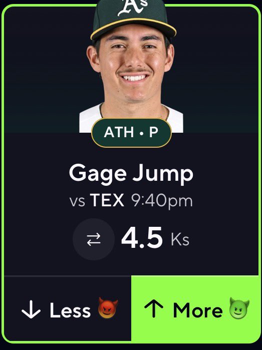 LPPicks_'s tweet photo. Gage Jump Over 4.5 K’s (POTD)

The Athletics lefty averages ~6 K per start (84 K in 72.2 IP, 10.4 K/9) with a high chase rate and swing-and-miss stuff (fastball up to 99 mph plus sharp slider/curve). He’s cleared 4.5 in nearly every outing, including a career-high 11 K on Aug. 8 vs. Boston, 7 vs. Boston earlier, 8 vs. Washington, and multiple 5–9 K games. Even in shorter or rockier starts he usually still notches at least 5.
Facing the Rangers at home on Aug. 14, the low 4.5 line gives him plenty of margin given his workload and bat-missing profile.​​​​​​​​​​​​​​​​​​​​​​​​​​​​​​​​​​​​​​​​​​​​​​​​​​

❤️ This If Ur Tailing

Free Discord - https://t.co/Ee3urNReXW

DubClub - https://t.co/xsYP0LFLz8 
30% Off Using Code “NFL30” For A Month!
#mlb #Gambling𝕏 #GamblingTwitter #propsedge #prizepicks