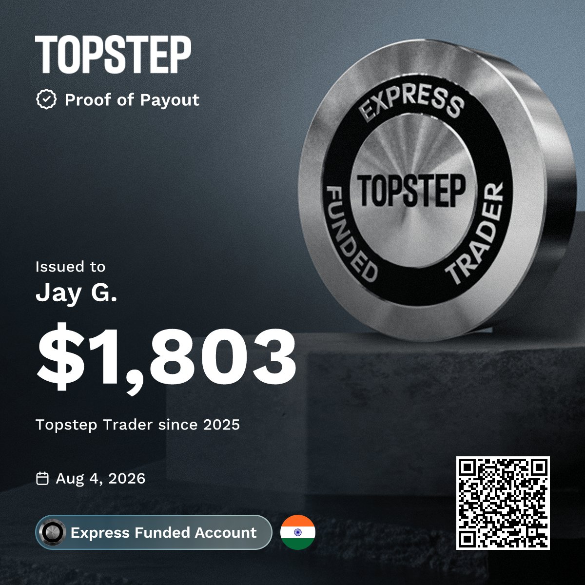jaygilitwala's tweet photo. Different firms. Same trader. Same result. 💰
$1,803 from Topstep.
$4,741.78 from BrightFunded.
I don't chase one lucky payout.
I chase repeatability. 🥶📈 @IndianStockNewz
@BrightFunded @Topstep
#Topstep #BrightFunded #FundedTrader #Payout #Propfirm  #Trading  #Gold #XauUsd https://t.co/HcqzZrojYo