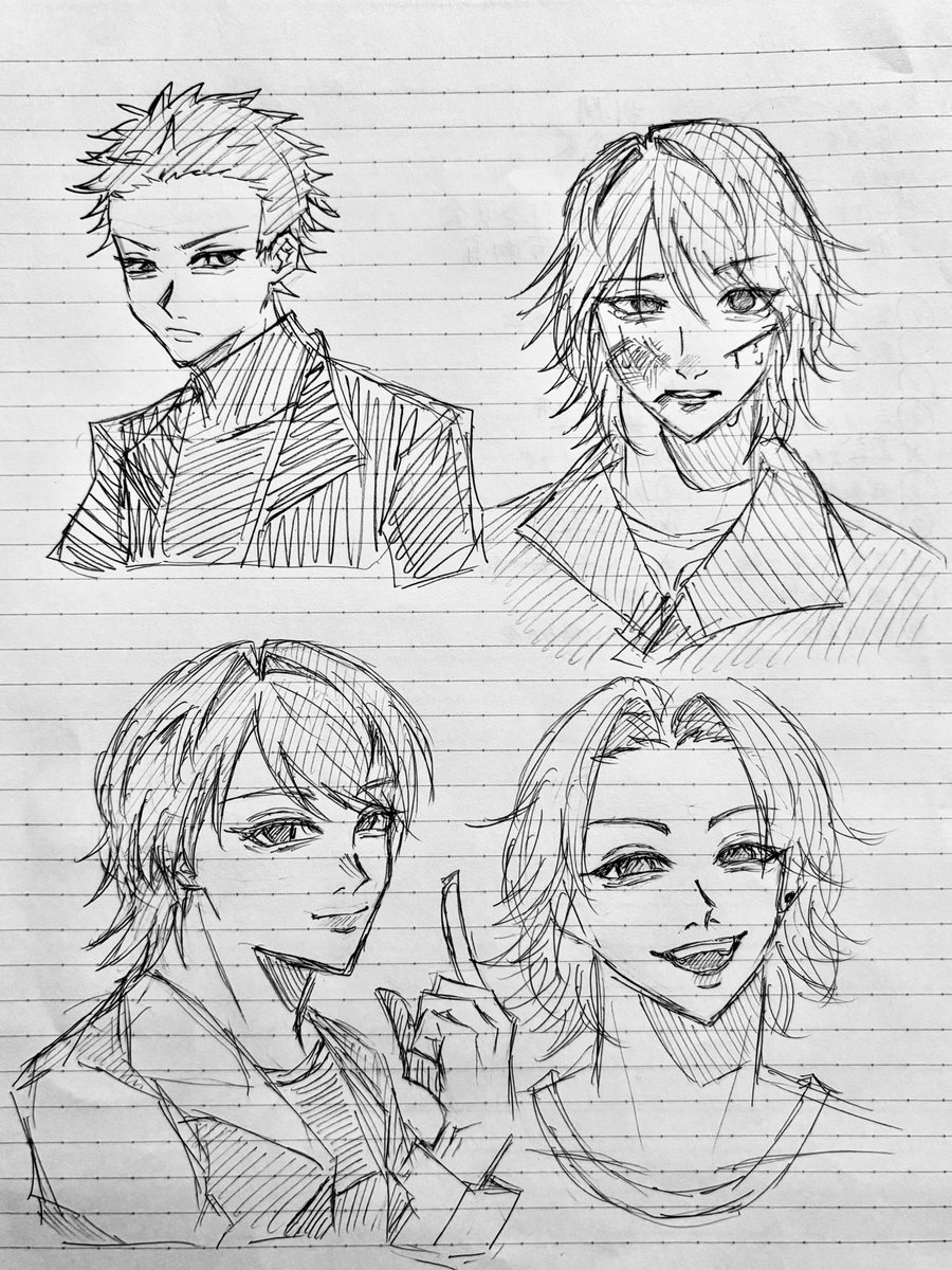 sittosimasu's tweet photo. 蓮だけ一昨日にかいたやつ
3人は昨日と今日描いたやつなんだけど絵柄変わりすぎだろ https://t.co/ys33XByR7x