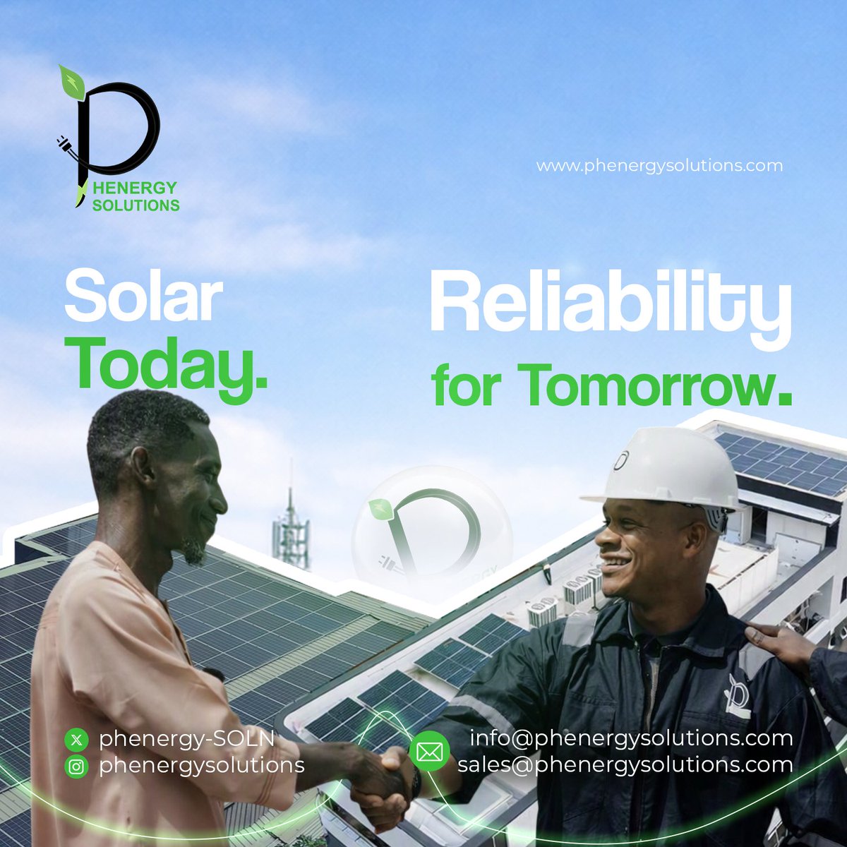 Phenergy_SOLN's tweet photo. Solar Today. Reliability for Tomorrow. ☀️

Invest in clean, reliable energy that powers your future. From homes to commercial facilities, Phenergy Solutions delivers solar systems built for performance, savings, and peace of mind.
🌐 https://t.co/cQN1aviwis
#GoSolar #SolarNigeria https://t.co/S0hwo4HWvv