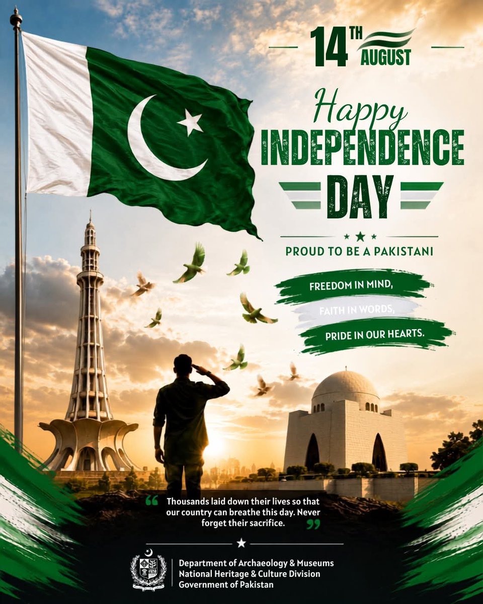 DoamGovPK's tweet photo. 🇵🇰  79th Independence Day, Pakistan!
 we honour the sacrifices that gave us freedom &amp; celebrate the spirit, resilience, &amp; unity of our nation. May we continue to build a peaceful, prosperous,&amp; stronger Pakistan for generations to come

#جشن_آزادی_مبارک #پاکستان #پاکستان_زندہ_باد https://t.co/D3Sokf7CJ4