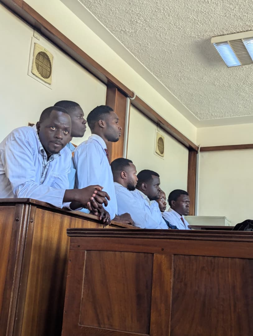 agnmu_Ug's tweet photo. Today, our association leaders joined @FUMI_org, @TheUMAofficial, and the families of our 8 arrested medical interns to serve as sureties for their bail applications. 

To our dismay, the Buganda Road Magistrate remanded them until Monday next week to verify the documents we submitted. 

We remain resolute, with strong resolve, to secure their unconditional release. This fight is for our patients, who continue to suffer because interns have not reported to duty over an unresolved welfare issue that the government has ignored. 

We return to court Monday for the prosecution's response, and remain hopeful they will finally be released.

END