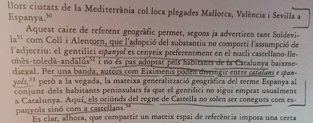 aleixsarri's tweet photo. Francesc Eiximenis, sempre referent.
Al segle XIV el terme Espanya era merament geogràfic i incloïa Catalunya, però el filòsof franciscà distingia entre "catalans e spanyols".

Font: 'La noció d'Espanya en la Catalunya medieval', de Flocel Sabaté. https://t.co/C9cO2mpnQs
