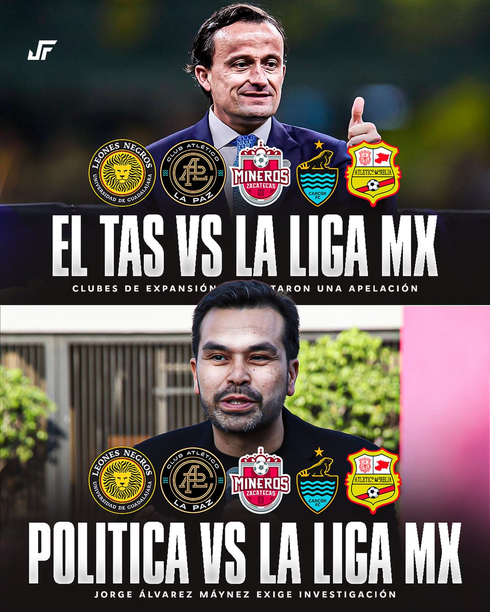 Jovenesfutmx's tweet photo. 🚨🇲🇽 ¡EL ASCENSO Y DESCENSO TIENE QUE REGRESAR!

La lucha por recuperar la justicia deportiva en el fútbol mexicano sigue más viva que nunca. 🇲🇽

⚖️ Por un lado, clubes de la Liga de Expansión acudieron nuevamente al TAS en busca de una apelación, argumentando que la Liga MX no cumplió con su promesa de regresar el ascenso y descenso.

🏛️ Y ahora el tema también escaló al ámbito político: Jorge Álvarez Máynez reveló que solicitó ante la Comisión Nacional Antimonopolio una investigación por la eliminación del ascenso y descenso en la Liga MX.

🤝 Cada vez más personas se están sumando al movimiento desde su propia trinchera, pero todavía no es suficiente.

📢 La justicia deportiva necesita de todos nosotros.

✍ Sigamos levantando la voz para que el ascenso y descenso vuelvan al fútbol mexicano.