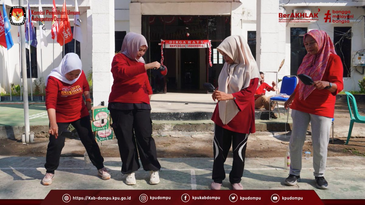 KPUDOMPU's tweet photo. #TemanPemilih. Semarak HUT RI ke-81, KPU Dompu Gelar Lomba Antar Divisi, Perkuat Kebersamaan dan Semangat Demokrasi

Info lebih lanjut klik link di bawah ini 👇👇👇👇

https://t.co/Vvr3JGtpSy

@KPU_ID
@KpuNtb
#KPUMelayani
#KPUKabupatenDompu https://t.co/asY1bUCgag