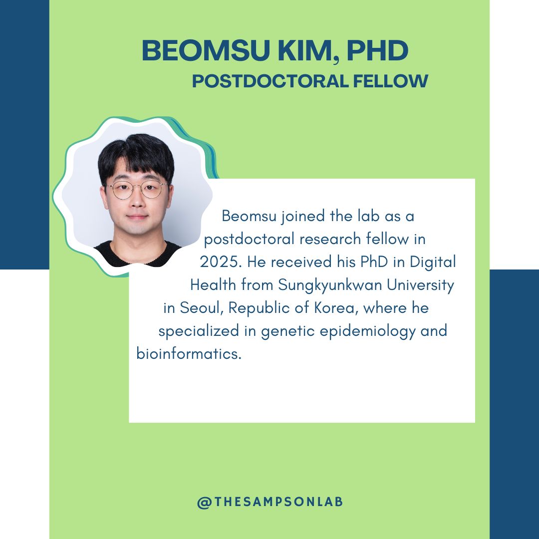 TheSampsonLab's tweet photo. Meet the people behind the science! 🧬
Today, we’re introducing Beomsu Kim, PhD, a postdoctoral fellow studying how genetics and multi-omics data can deepen our understanding of kidney disease.
#MeetTheSampsonLab #KidneyResearch #Genomics https://t.co/qHsXQ21a9n