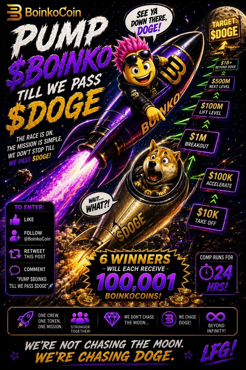 BoinkoCoin's tweet photo. 💰 🤑 💸 💲 🪙 💶 💰 🤑 💸 💲 🪙 💶 

NEW COMP CREW

✅️ LIKE
✅️ FOLLOW
✅️ RETWEET 
✅️ COMMENT...."PUMP $BOINKO till we pass $DOGE 🚀"

6 lucky winners will receive 100,001 BoinkoCoins each 

Comp runs 24hrs

🔥🔥🔥🔥🔥...LFG...🔥🔥🔥🔥🔥 https://t.co/bXm30BO2rE