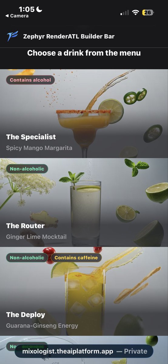 VernTremble's tweet photo. 1,300 emails captured with our mixologist mini app during #Renderatl. 1) scan, 2) describe your vibe, 3) get a comp drink. Simple but super engaging. Your community wants experiences not a sales pitch. We’ll solve your problem once you’re informed and ready. Cheers. https://t.co/HB3kRpgpeh