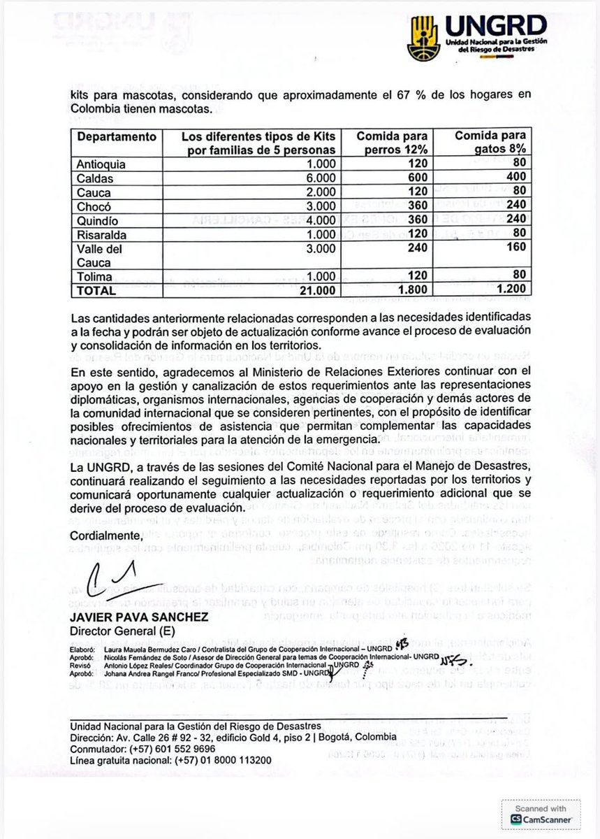 javier_pava_s's tweet photo. Para conocimiento público, comparto las cartas que como director (E)  de la @UNGRD, envié a la Cancillería aceptando ayuda de Estado Unidos y la otra carta solicitando la gestión para ayuda humanitaria. Q quienes quieren desinformar mal intencionadamente no publicaron. https://t.co/y4UezHyDVs
