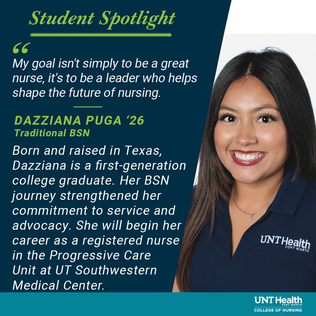 UNTHealthCON's tweet photo. 🎓 Celebrating Dazziana Puga! Her journey reflects an innovative approach to nursing education and a commitment to preparing nurses for what’s next. Discover more people and programs in the Lamplighter: https://t.co/3f2ZYrFRW0

#UNTHealthCollegeofNursing https://t.co/wUqdG41tT7