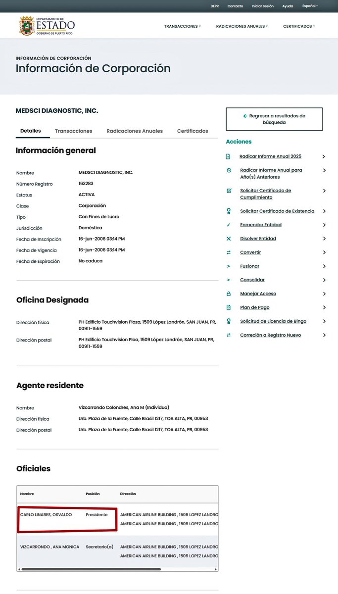 Fe_HumoLandia's tweet photo. Bueno, si han visto a Osvaldo Carlos en los medios, buscando justificar o defender a la administración de Jenniffer González es que, le renovaron él contrato a la corporación en la cual el es presidente, MEDSCI DIAGNOSTIC PSC.

Este es en la Corporación del Fondo del Seguro del Estado y es de una cuantía, de dos millones ochocientos sesenta y tres mil novecientos dólares. 💸 Se lo otorgaron el 21 de julio del 2025, y estará activo hasta el 30 de junio del 2027.

Luego se molesta si lo cuestionan o le ponen sobre nombres, pero es que de verdad sus acciones no lo ayudan. 👎 #LosVerdaderosCuponero