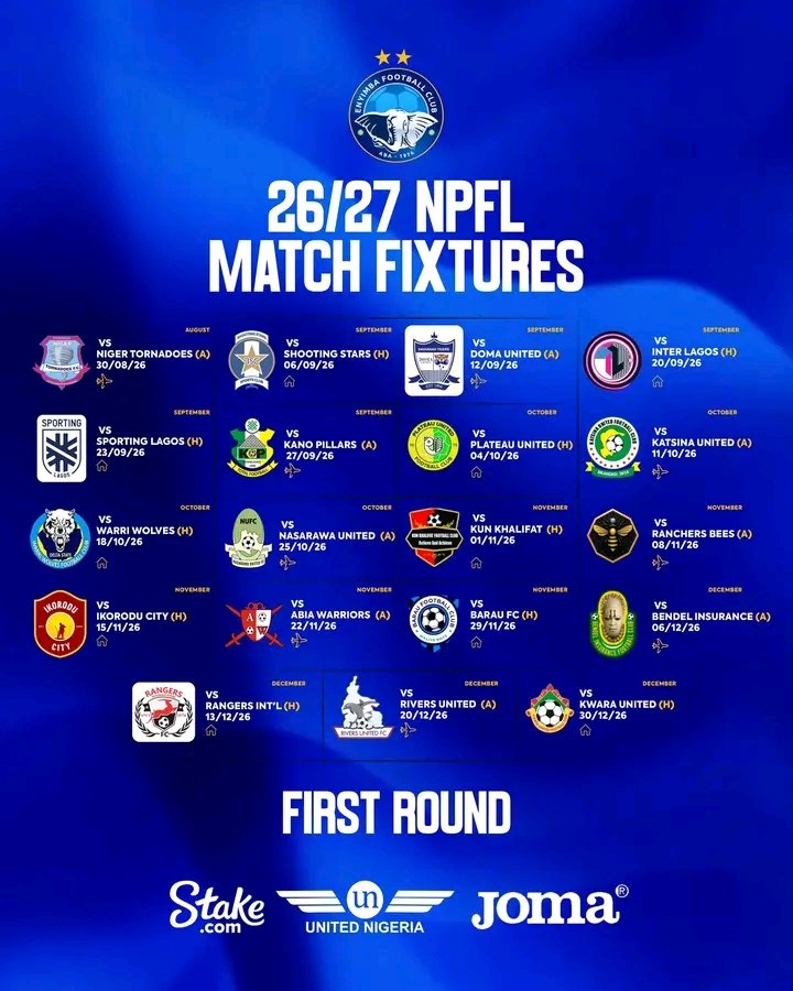 PreciousDeenne's tweet photo. First Round Fixtures Locked 🔒 In

#EnyimbaFC #NPFL27 https://t.co/95CGRU4Klc