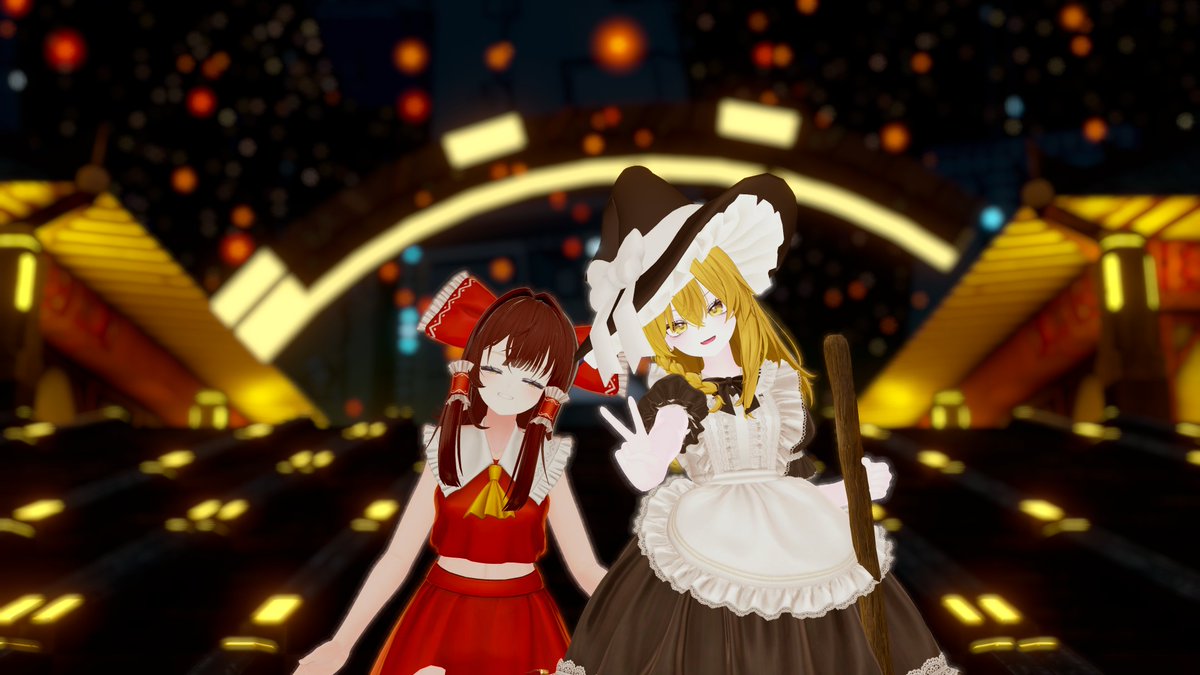 An_vrc42's tweet photo. フレンドさんと東方改変併せ～！！❤️🤍🖤
可愛い霊夢とお写真撮らせていただきました！
東方に因んだワールドに初めて行ったけどどれもクオリティ高くてすごく楽しかった～！！ https://t.co/WPDR3kcllb