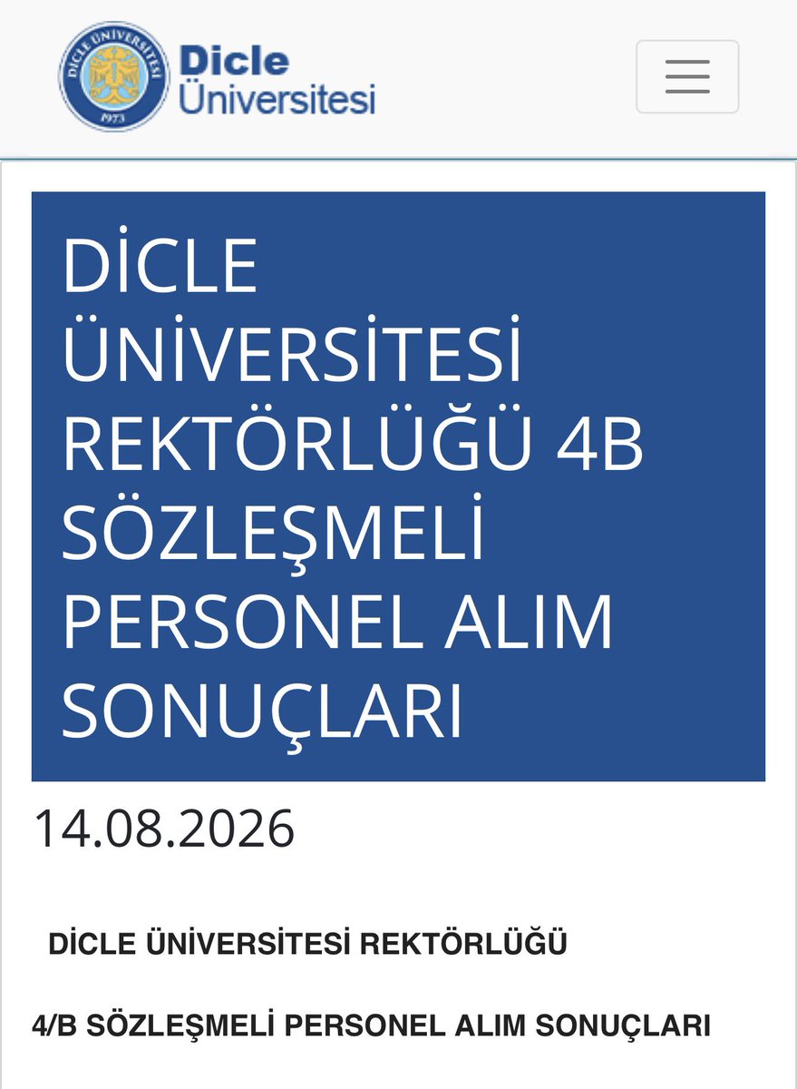 ahmetbckn's tweet photo. Dicle Üniversitesi Sözleşmeli Personel Alım Sonuçları Açıklanmıştır ⤵️⤵️⤵️

#DicleÜnivPersonelAlım

https://t.co/x7XO8TjOrX https://t.co/xzRitW6nPT