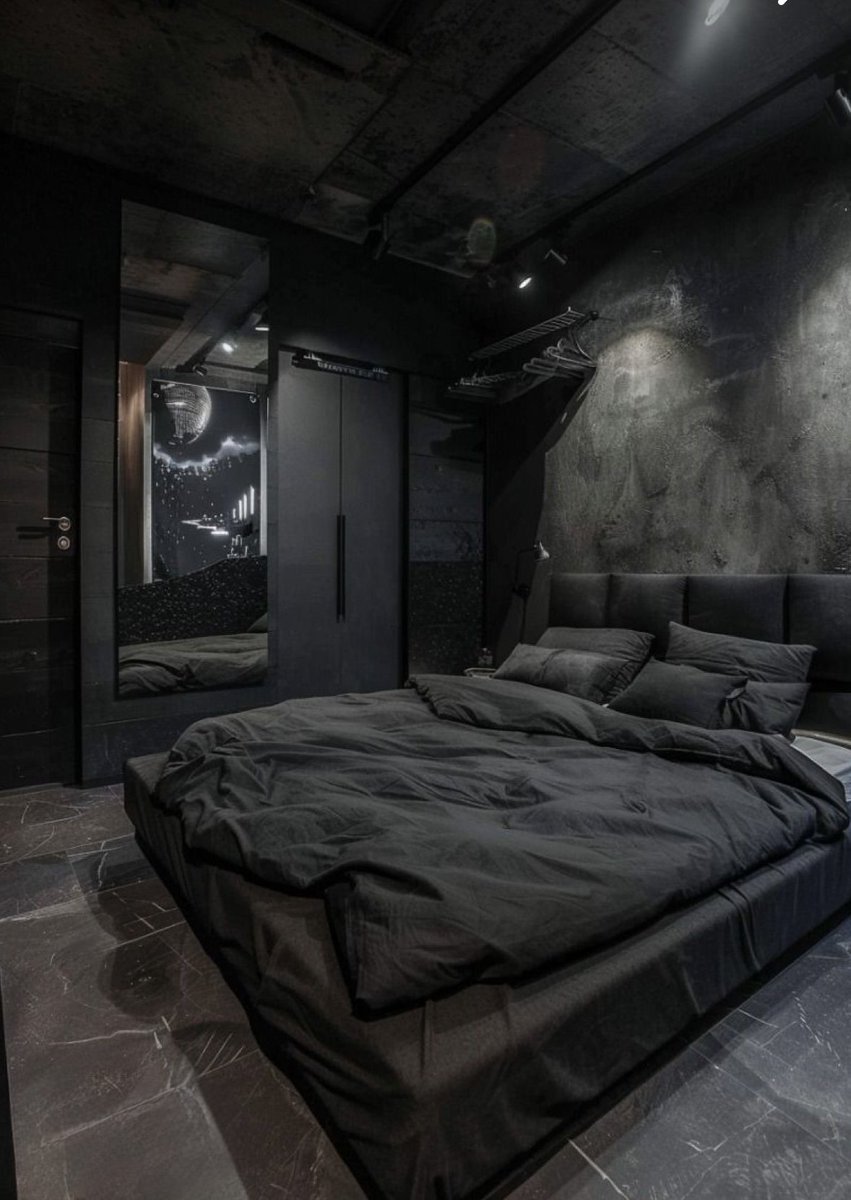 lNTERlORHUB's tweet photo. Full black bedroom 🖤 https://t.co/wzrOCTKGEu