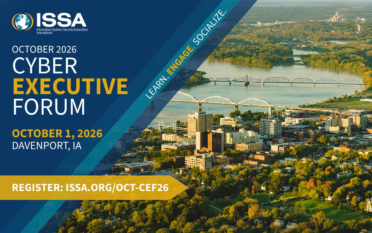 ISSAINTL's tweet photo. Cybersecurity leaders, mark your calendars for the October Cyber Executive Forum! 🛡️ 

✓ Executive sessions &amp; roundtables  
✓ Valuable connections  
✓ CEU/CPE credits  

👉 Register now: https://t.co/mwKPhlLvGz

#CyberExecutiveForum #CyberLeadership #CISO #Cybersecurity https://t.co/N0wsb0LjfZ