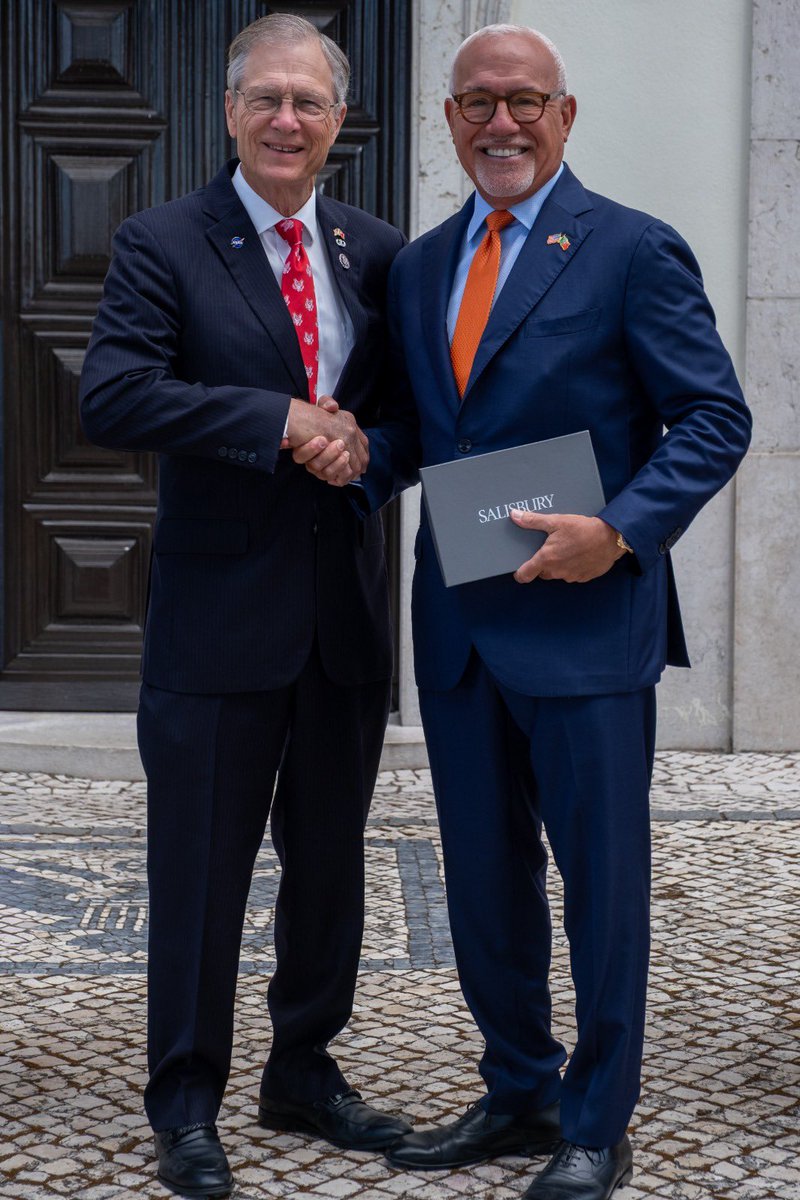 USEmbPortugal's tweet photo. The U.S. Mission to Portugal is always happy to host visiting CODELs! Last week Ambassador Arrigo met with a group of congressmen, led by Representative Brian Babin, where they learned more about the embassy’s priorities, and later heard from Portuguese Space Agency’s Hugo André Costa to learn more about Portugal’s space initiatives.