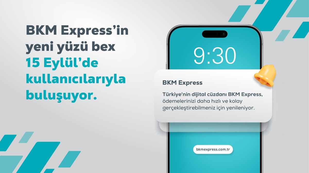 BKMExpress's tweet photo. Türkiye'nin dijital cüzdanı BKM Express, ödemelerinizi daha hızlı ve kolay gerçekleştirebilmeniz için yenileniyor.

BKM Express’in yeni yüzü bex 15 Eylül'de kullanıcılarıyla buluşuyor.

#bex #bexdijitalcuzdan #kartlarınıekle #odemelerinibexle https://t.co/zUZ5anjkcJ