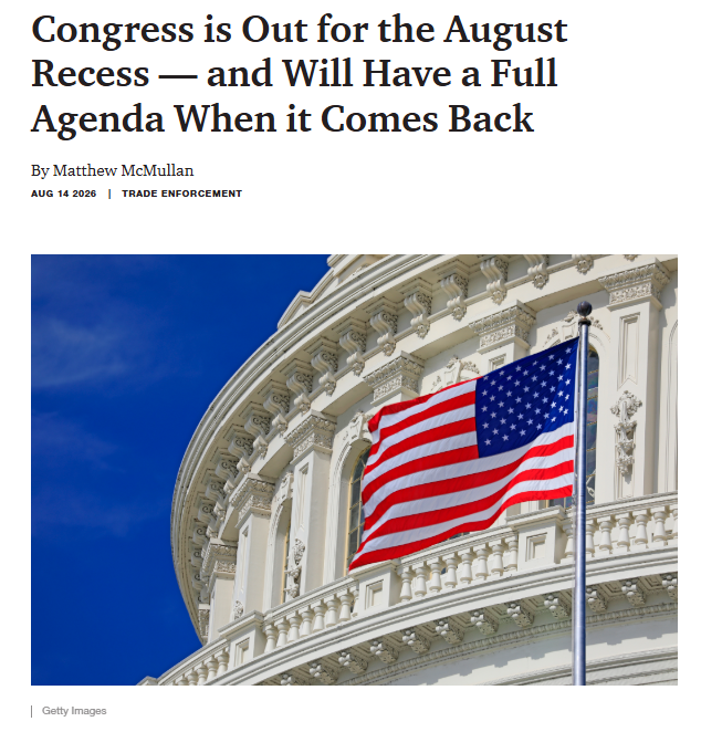 KeepitMadeinUSA's tweet photo. Congress is out for August recess, but a packed manufacturing agenda awaits this fall.

On the table: connected vehicle security, rebuilding U.S. shipbuilding, Buy America, water infrastructure, EXIM and stronger trade enforcement.

Thread--> https://t.co/5jeuJMkD1R