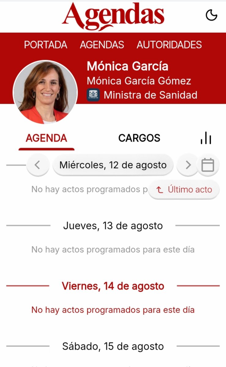 Arsenico_bis's tweet photo. Os público la Agenda de la "Ministra" de Sanidad @Monica_Garcia_G 
Para que veáis que no es que no quiere ir a Ceuta, es que no puede 😬🙄 https://t.co/urQEIpCGcl