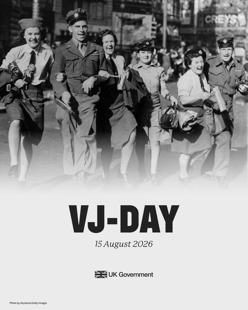 FCDOGovUK's tweet photo. Today we mark VJ Day, which marked the end of the Second World War in 1945.  

We remember all those who served in Asia and the Pacific, and reflect on the relief and celebration felt by millions as six years of conflict came to a close https://t.co/cXKEH7AbPw