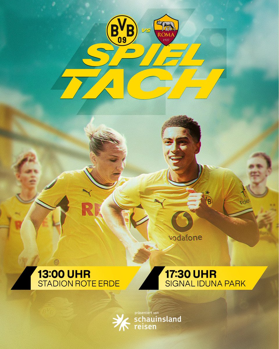 BVB's tweet photo. 🖤 SPIELTACH! SAISONERÖFFNUNG! 💛

Wir freuen uns auf einen geilen DOppelspieltach in Dortmund! Beide Partien werden LIVE auf unserem YouTube-Channel gestreamt (🤝 @vodafone_de). Schaltet ein, oder noch besser: Kommt vorbei! 😍 https://t.co/KFYGO3fhUX
