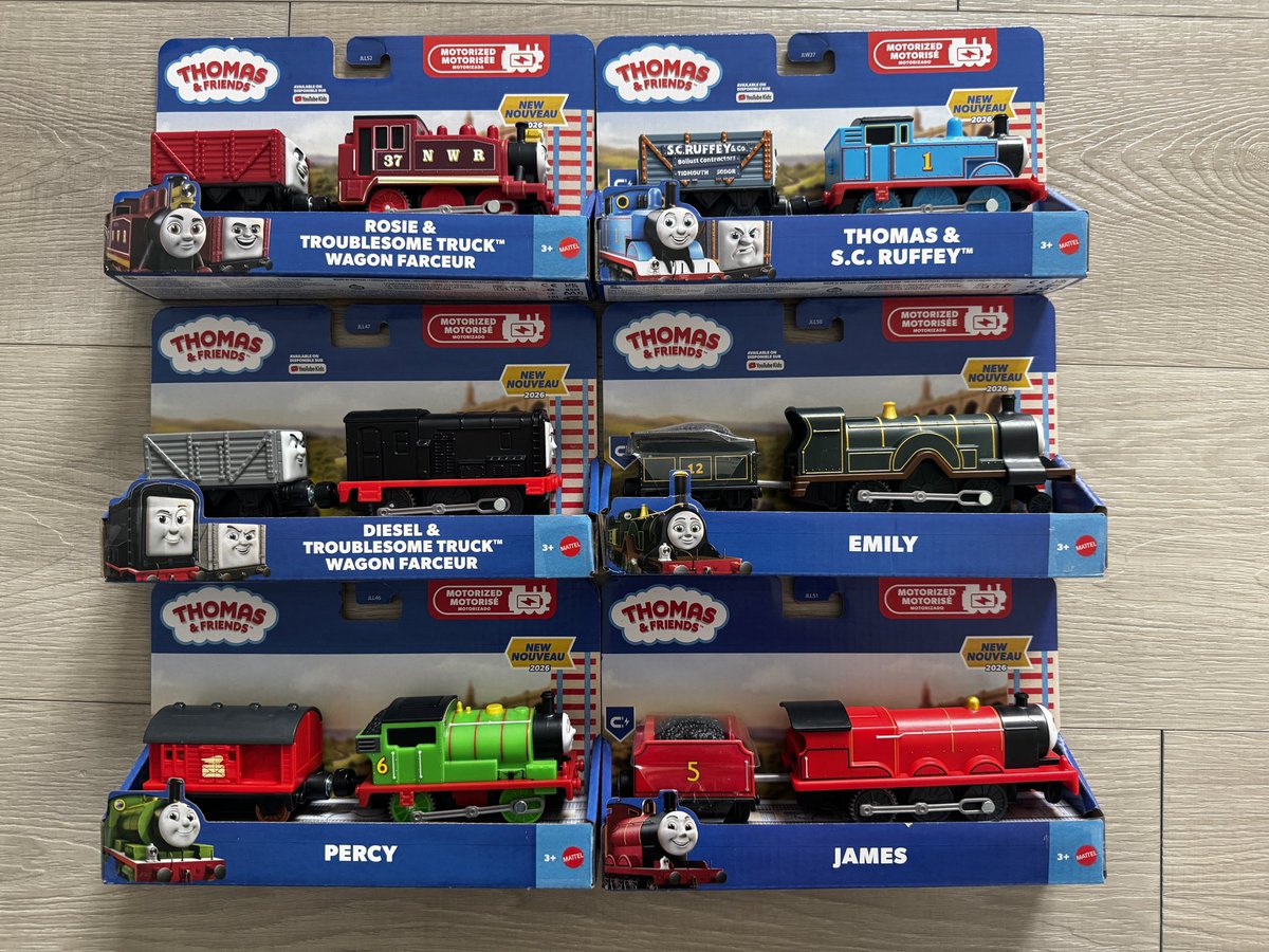 CalleyFan's tweet photo. My local 🇨🇦 Walmart now has the complete line available. I picked up all the Motorized engines they had. Only Gordon is missing. Honestly, I’m loving this little journey. https://t.co/QYF9IhpNyT