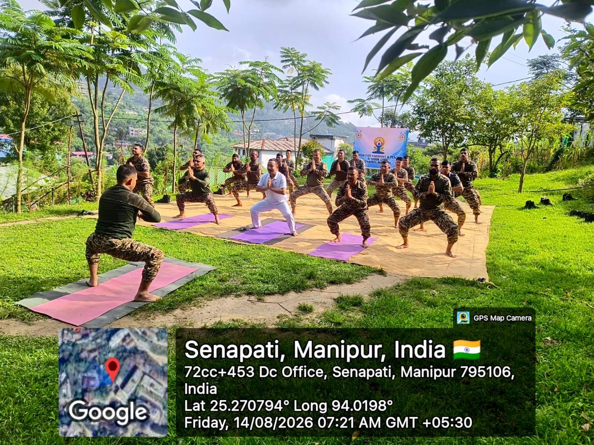 109_Bn_CRPF's tweet photo. In the run-up to the upcoming #IndependenceDay, an invigorating &amp; serene Yoga session was conducted at @109_Bn_CRPF Unit Headquarters &amp; Coy locations in Senapati. Harmonizing mind, body, and spirit as we honor the spirit of a healthy &amp; resilient Nation.
#YogaForWellness https://t.co/IAS27LofK1