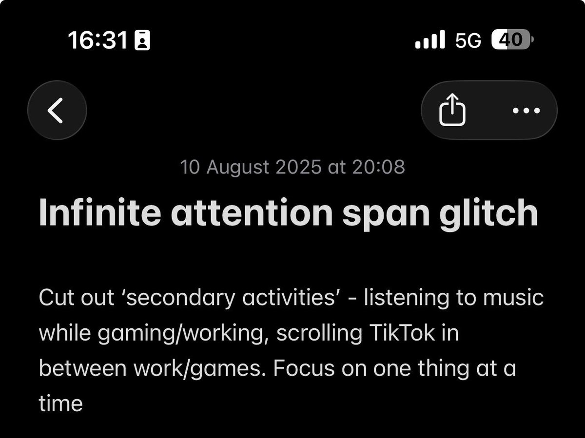 ted_t4lks's tweet photo. @themarybright I should probably try it out 😅 wrote something similar in my notes a year ago on a similar topic to this, makes sense !! https://t.co/pcfrcwrwhT