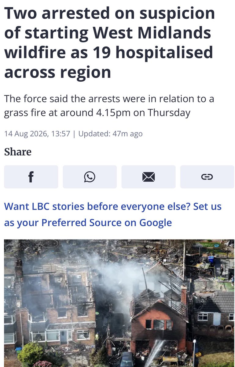 BGatesIsaPyscho's tweet photo. 🚨🇬🇧  Meanwhile in the UK

Look more Climate Change has just been arrested again following the Wildfires that just ripped through the West Mids.

Every single time. https://t.co/vXsidFQoCk