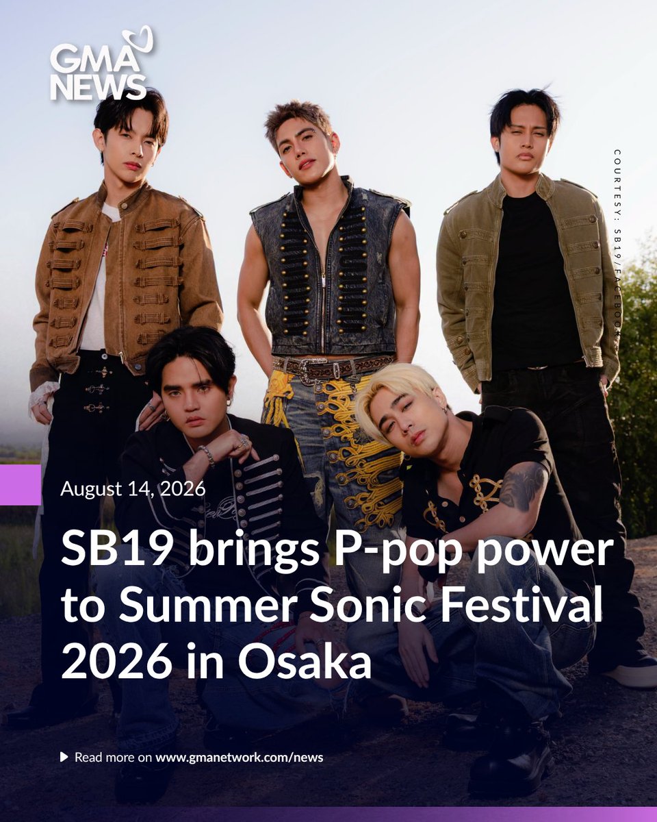 gmanews's tweet photo. PINOY PRIDE! 🇵🇭

SB19 brought P-pop to the global stage as they performed at Japan’s Summer Sonic Festival 2026 in Osaka on Friday.  

Read more: https://t.co/D0x0MawrRp https://t.co/PTa6sF2D9N