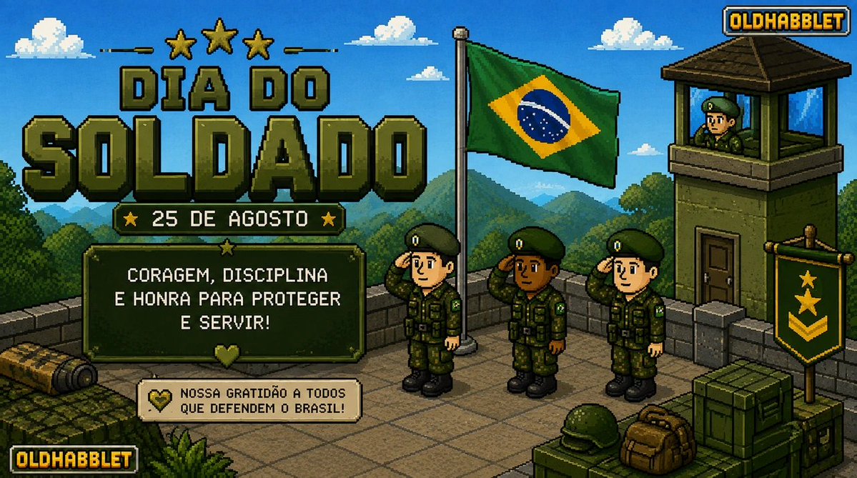 mktoldhabblet's tweet photo. Dia do Soldado 💂‍♂️

Deixamos hoje a nossa homenagem aos que servem ou já serviram a nossa Pátria! 

Brasil, Guerreiros! 🇧🇷 https://t.co/hqeeKmIQ7V