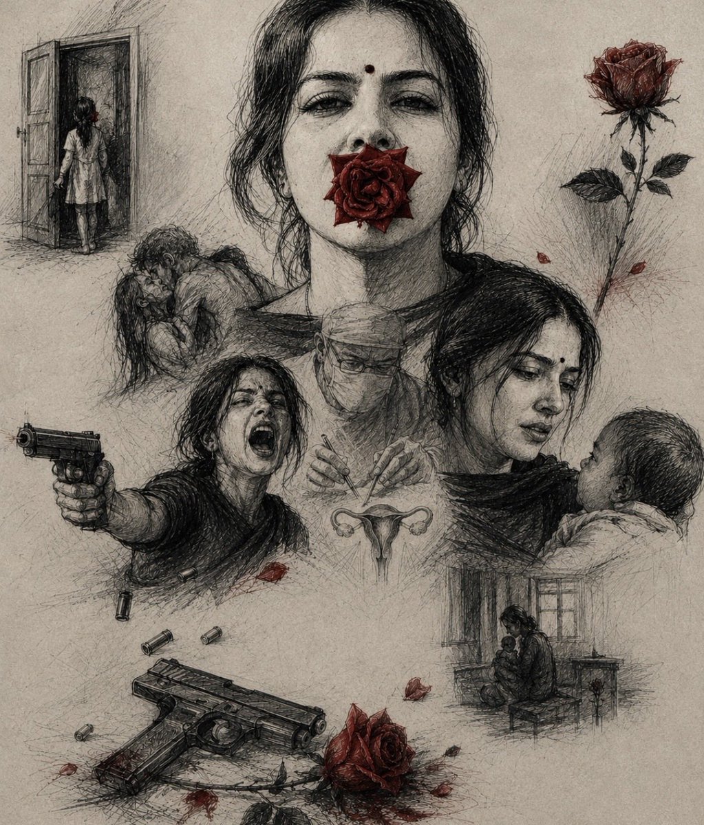 Kaapiislife's tweet photo. Chandra and the Rose

#DC @ArunMatheswaran 

I kept thinking about the rose.

Right from the first frame of Chandra, there is that rose. And she carries it everywhere. Through everything. And somehow the rose never fades.

And I thought about this a lot after the movie.

Because why a rose?

Of course there is the obvious juxtaposition. This incredibly delicate, beautiful thing in this very violent, very masculine world. Guns, blood, sex, bodies, violence and then there is her plastic  rose.

But I think there is something more to it.

A rose is beautiful. It is sexual. It is feminine. It is associated with love and desire. But a rose is also incredibly fragile. You pluck it & it starts dying almost immediately.

And here is Chandra.

Her body is repeatedly used. Men have sex with her whether she wants them or not. She is violated, sold, hurt … eventually someone literally takes an organ out of her body without her consent.

Everything about her circumstances should make that rose wither.

But it doesn’t.

And neither does she.

And I don’t want to say the rose represents her innocence or purity because I actually hate that interpretation. Why does a woman have to remain “pure” for something beautiful about her to survive?

Chandra not just survives but she absolutely evolves and thrives 

The Chandra who comes out of those doors initially is almost a child herself. There is something incredibly childlike about her…. She looks helplessly in awe once she is freed into the world. 

And then slowly She picks up a gun. She kills. She throws herself into this cause that I don’t think she even completely understands initially.

But there is something in her that they don’t manage to take.

Maybe that is the rose.

And then there is the uterus.

God, that scene.

I felt that scene so deeply.

These trafficked women forced into sex work are having their uteruses removed by this criminal doctor. Just like that. As though this organ inside their body is an inconvenience. Something that can simply be taken out because somebody else has decided that it needs to go.

And when Chandra finds him and shoots him, I understood that rage.

When the bullets are over and she is still pulling the trigger. Again and again. She is shaking. She is crying. She is furious.

I was crying with her.

And I know that I would have found that scene horrifying at any point in my life. But I also know that it hit me differently because I am a mother now.

I watched Rocky before motherhood.

And I now watched DC as the mother of a daughter.

That difference matters to me.

Because my relationship with my own body has changed after carrying a child. The uterus is obviously an organ. I know that. But after you have actually carried another human being inside your body, it doesn’t feel quite so abstract anymore.

I know what my body did.

I know what it felt like to have my daughter inside me.

I know what it is to finally hold this little person who was literally inside your body and think, what the fuck just happened to my life?

So when Chandra is shooting that doctor, I didn’t just see a woman angry because somebody removed her uterus.

I saw somebody raging because a choice had been taken away from her.

Maybe she would have wanted children. Maybe she wouldn’t have. Maybe she would have changed her mind ten years later. It doesn’t even matter.

It was hers to decide.

And somebody else decided for her.

And then I thought about the rose again.

Because, biologically, a flower is a reproductive structure.

Maybe I am reading far too much into this. I genuinely don’t know if Arun intended it this way. But once that thought came into my head I couldn’t get rid of it.

Here is this woman carrying a flower everywhere after her own reproductive possibility has been violently taken away from her.

And the flower doesn’t die.

And then comes the baby.

That scene blew me into pieces….

Because…