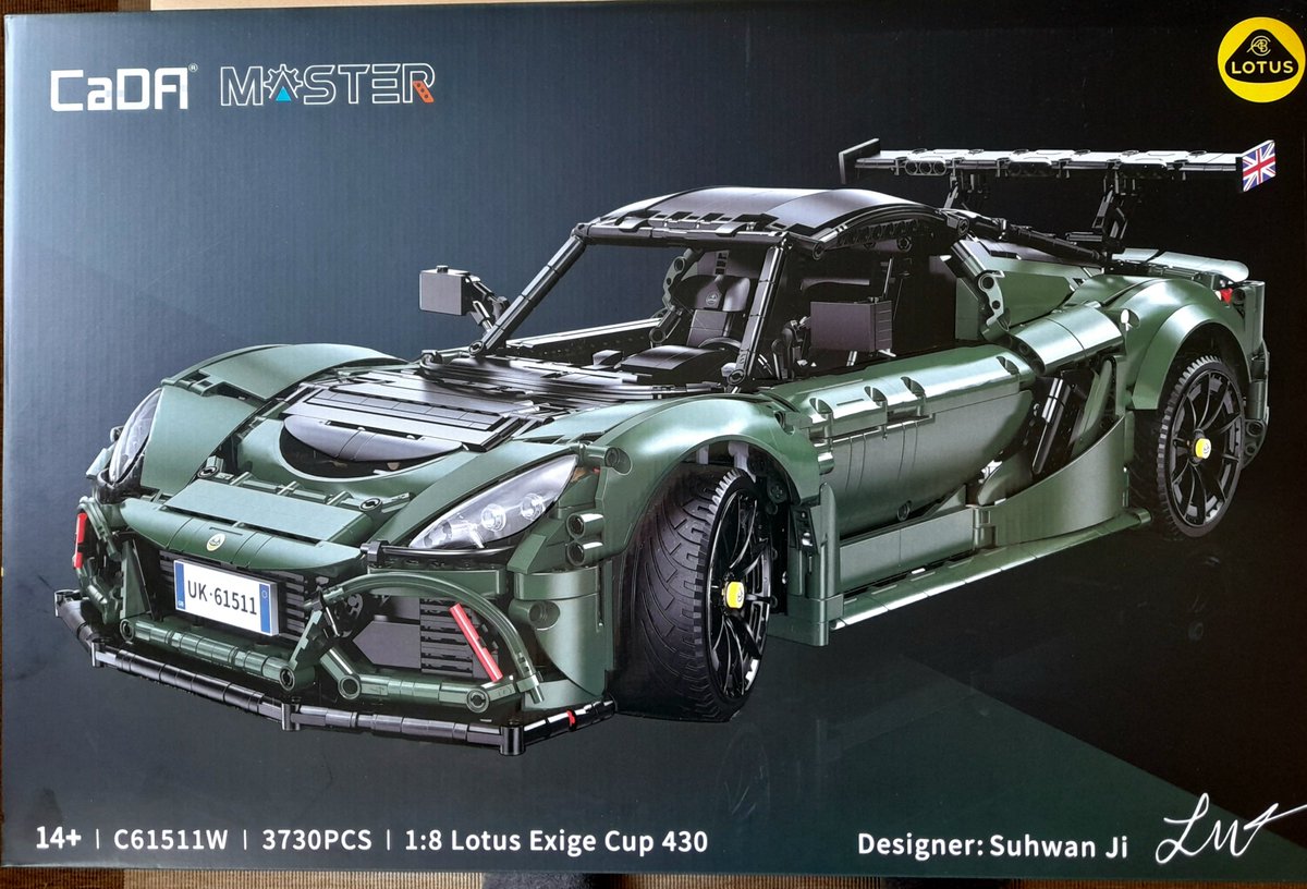 RogerMaybank's tweet photo. To quote Monty Python, And now for something completely different. 
Not Lego Technic but Cada Master, 1:8 scale, Lotus Exige Cup 430, 3730 pieces, I may be some time... #Lego #Afol #NotLego https://t.co/uVdoktjjoa