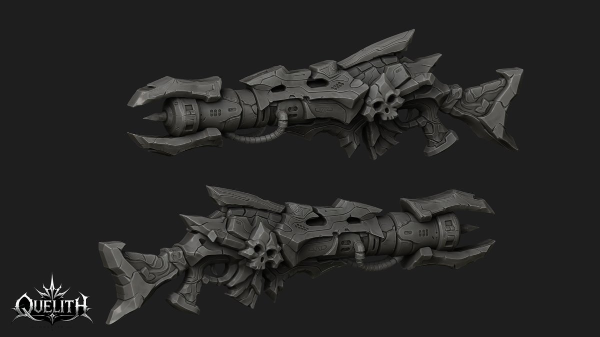 Q_uelith's tweet photo. First time trying to design a stylized Sci-Fi / Fantasy hybrid weapon. 💀🔥

Took a complete extra day to scrap basic IMM packs and hand-sculpt the central skull details instead. Best decision ever.

2-angle 4K production render sheet 🎬

💼 Status: Open for Freelance & Studio Roles
📨 Discord: quelith_ or DMs
#3Dart #ZBrush #StylizedArt #GameDev #SciFi