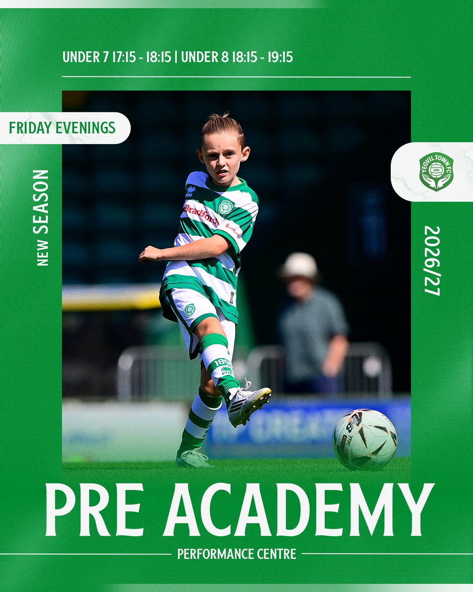 YTFCYouth's tweet photo. Start your footballing journey at Yeovil Town! 🌟

Our Pre Academy sessions take place every Friday evening for Under 7 and Under 8 players, providing the perfect first step on the pathway towards JPL football. 💚

Ready to get started? ➡️ https://t.co/KLQPA2EGt8

#YTFC 💚 https://t.co/ui9wC6gPko