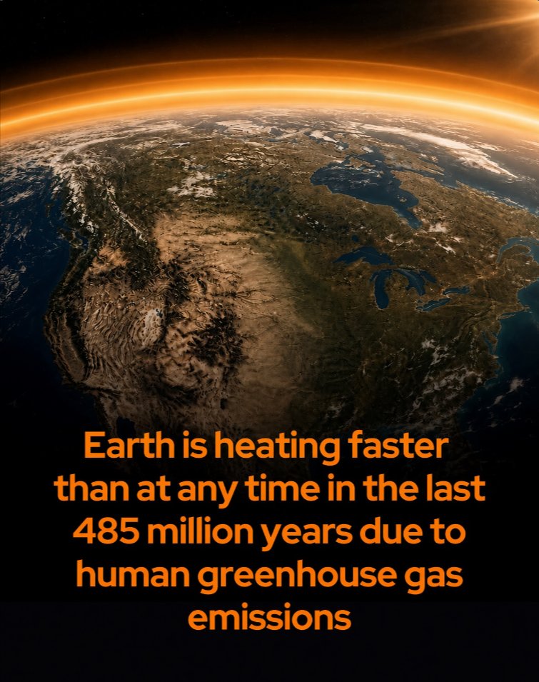 Rainmaker1973's tweet photo. A reconstruction of 485 million years of climate history reveals just how unusually rapid Earth’s current warming is.

Scientists have pieced together nearly half a billion years of global temperatures, showing a planet that experienced far more extreme climate conditions than those familiar to humans. Across that span, Earth’s average surface temperature varied from roughly 52°F (11°C) at its coldest to about 97°F (36°C) at its hottest. The planet actually spent more of the past 485 million years in warmer climate states than in colder ones.

The most concerning aspect of modern climate change is therefore not simply the rise in temperature itself. It is the speed at which the change is occurring.

The reconstruction, known as PhanDA, draws on evidence preserved in ancient sediments and fossils, combined with hundreds of climate model simulations. It also demonstrates a remarkably consistent link between atmospheric carbon dioxide levels and global temperature across nearly half a billion years, confirming CO₂ as a primary driver of Earth’s long-term climate.

In the distant past, major climate shifts typically unfolded over thousands to millions of years as volcanoes, shifting continents, evolving ecosystems, and other geological processes altered the atmosphere. Today, humans are releasing vast quantities of carbon dioxide through the burning of fossil fuels on timescales of mere decades and centuries.

That rapid pace is critical. Forests can migrate, species can adapt, and coastlines can adjust when given sufficient time. Sudden change leaves ecosystems and human societies with far less opportunity to respond.

The record does carry one important limitation. Rocks hundreds of millions of years old cannot capture climate variations year by year in the way modern thermometers do. Scientists therefore cannot use this archive to prove that no brief warming episode in the past 485 million years was ever faster.

What the record does make clear is striking. Earth is capable of becoming dramatically hotter, carbon dioxide has consistently tracked those shifts, and the relatively stable climate in which human civilization developed is by no means guaranteed to persist.

[Judd, E. J., Tierney, J. E., Lunt, D. J., Montañez, I. P., Huber, B. T., Wing, S. L., & Valdes, P. J. (2024). A 485-million-year history of Earth’s surface temperature. Science, 385(6715). DOI: 10.1126/science.adk3705]